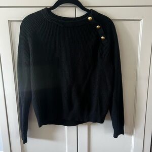 J. Crew Black Sweater with Gold Button Details